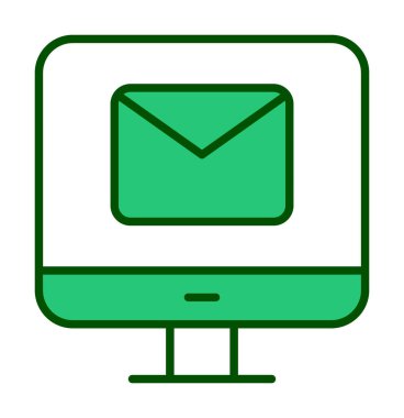 Beyaz arkaplanda bilgisayar e- posta vektör illüstrasyonu