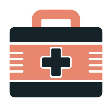 İlk yardım çantası simgesi. Acil durumlar için tıbbi ekipman