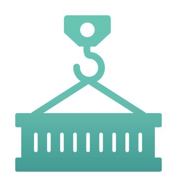 Girder ağ simgesi. Yapı konsepti, vinç kancası, çelik kiriş, vektör çizimi