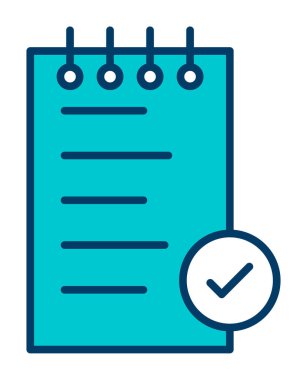 Basit not defteri arayüzü simgesi, vektör illüstrasyonu