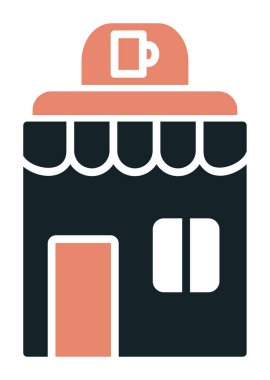 Kafe binası simgesi, vektör illüstrasyonu basit tasarım