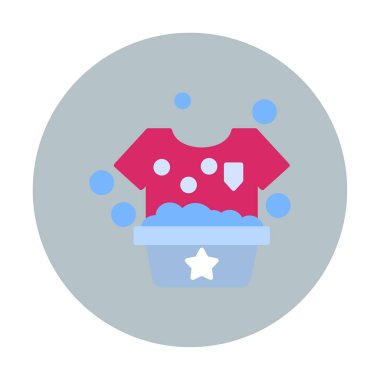 Çamaşır yıkama simgesi, vektör illüstrasyonu