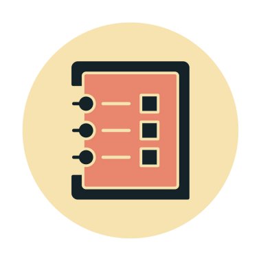 Basit not defteri arayüzü simgesi, vektör illüstrasyonu