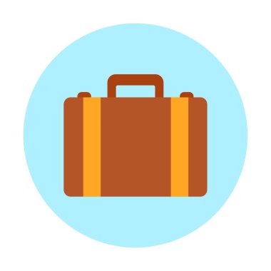 Evrak çantası vektör düz simgesi. İş durumu simgesi, bavul emojisi, vektör illüstrasyonu