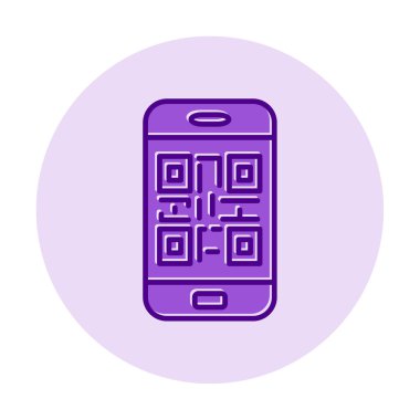 Akıllı telefon ekranındaki qr kodu beyaz arkaplanda izole edilmiş