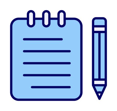 Basit not defteri arayüzü simgesi, vektör illüstrasyonu