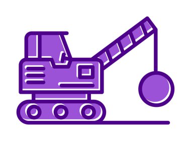 Binanın yıkımı için inşaat aracı. düz vektör illüstrasyonu