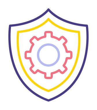 Güvenlik kalkanı simgesi koruma konsepti, vektör illüstrasyonu