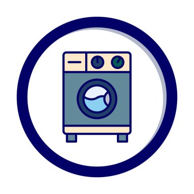 çamaşır makinesi simgesi, vektör illüstrasyonu