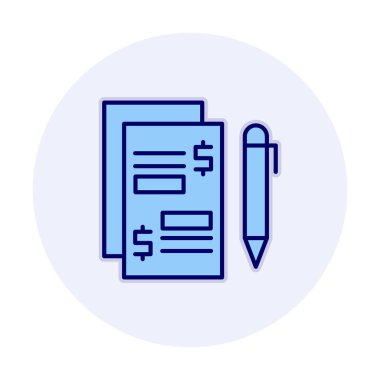 Kalem ikonlu kağıt. Ödenmiş Makaleler konsepti, vektör illüstrasyonu