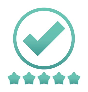 işaretleme işareti ve beş yıldız simgesi, vektör illüstrasyonu