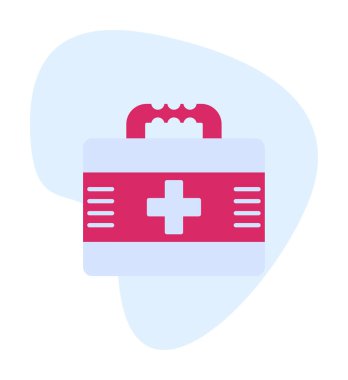 İlk yardım çantası simgesi. Acil durumlar için tıbbi ekipman