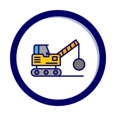 Binanın yıkımı için inşaat aracı. düz vektör illüstrasyonu