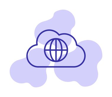 Dünya Bulutu web servisi. Bulut Hesaplama Simgesi. Basit kabartma biçimi.
