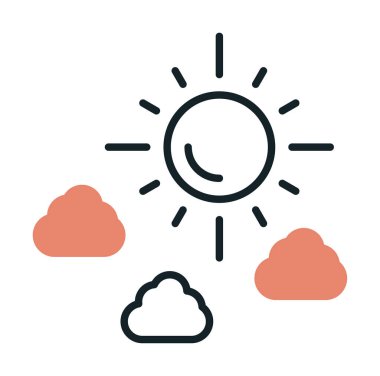 Güneş bulutların simge vektör çizim ile 