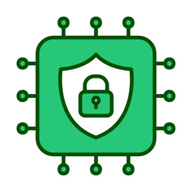 Basit Cpu simgesi, vektör illüstrasyonu