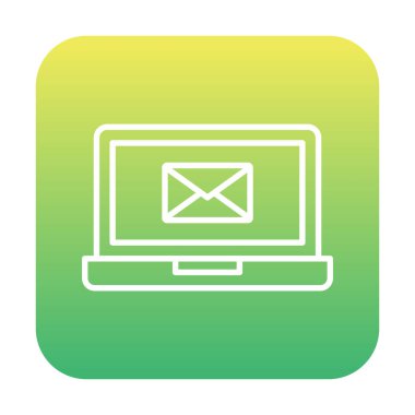 Beyaz arkaplanda dizüstü bilgisayar vektör illüstrasyonunda e- posta