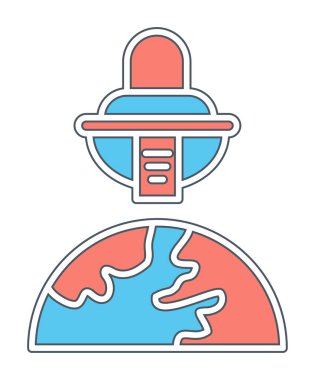 Dünya 'daki Uzay Gemisi simgesi, vektör illüstrasyonu 