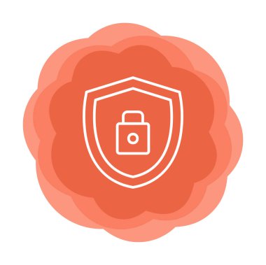 asma kilit simgesi ve vektör illüstrasyonlu kalkan