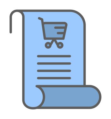 Alışveriş listesi simgesi, alışveriş arabası, vektör illüstrasyonu