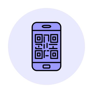 Akıllı telefon ekranındaki qr kodu beyaz arkaplanda izole edilmiş