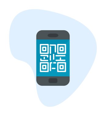 Akıllı telefon ekranındaki qr kodu beyaz arkaplanda izole edilmiş