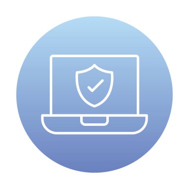 Güvenli dizüstü bilgisayar ikonu vektör çizimi