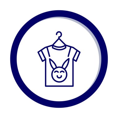 Bebek kıyafetleri ikonu, vektör çizimi. Şirin tavşan resimli tişört 