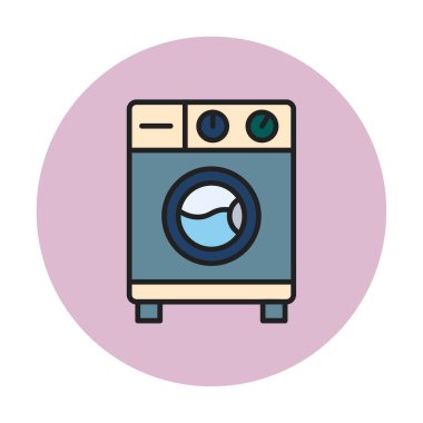 çamaşır makinesi simgesi, vektör illüstrasyonu