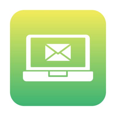 Beyaz arkaplanda dizüstü bilgisayar vektör illüstrasyonunda e- posta