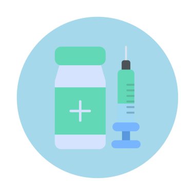 Şırınga ikonu. Aşı sembolünün vektör çizimi  