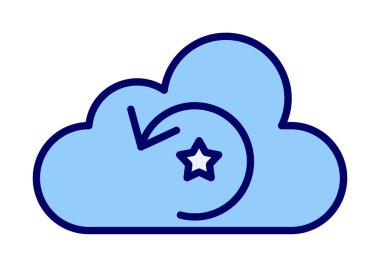 Yıldızlı bulut ve oku yeniden yükle. vektör illüstrasyonu 