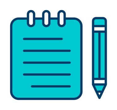 Basit not defteri arayüzü simgesi, vektör illüstrasyonu