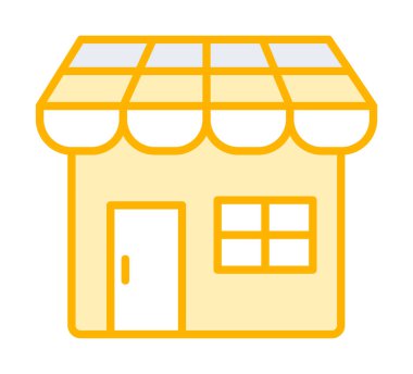 Dükkan cephesi simgesi, vektör illüstrasyonu