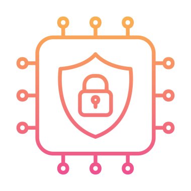 Basit Cpu simgesi, vektör illüstrasyonu