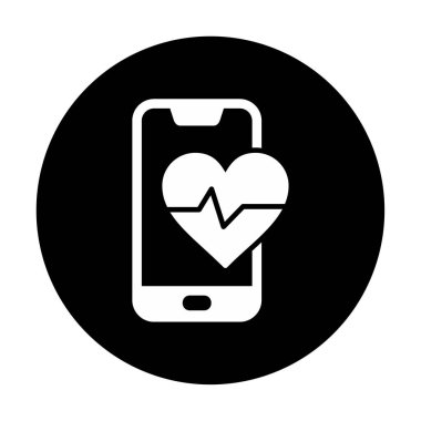 Akıllı telefon ekranında kalp atış hızı sembolü, satır biçimi simgesi, vektör tasarımı 