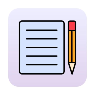 Basit Not Defteri simgesi, vektör illüstrasyonu