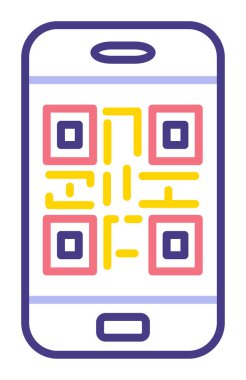 Akıllı telefon ekranındaki qr kodu beyaz arkaplanda izole edilmiş