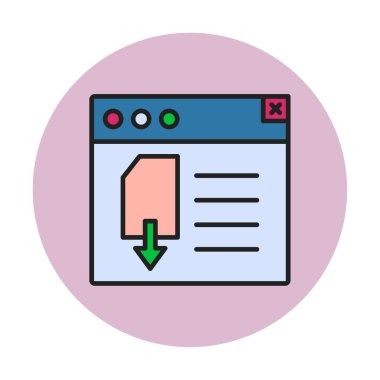 Web sayfası indirme simgesi, tasarım vektörü illüstrasyonu