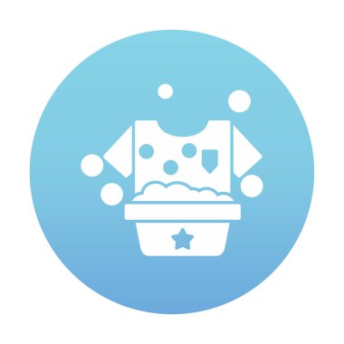 Çamaşır yıkama simgesi, vektör illüstrasyonu