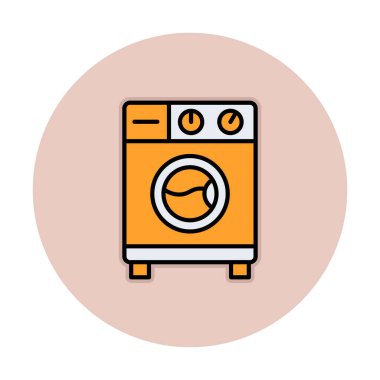 çamaşır makinesi simgesi, vektör illüstrasyonu