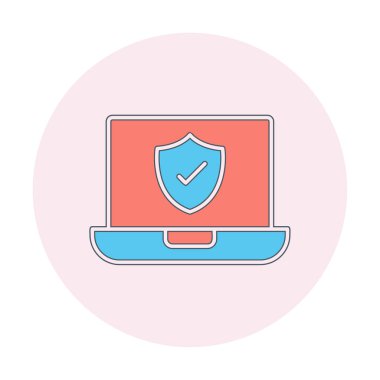 Güvenli dizüstü bilgisayar ikonu vektör çizimi