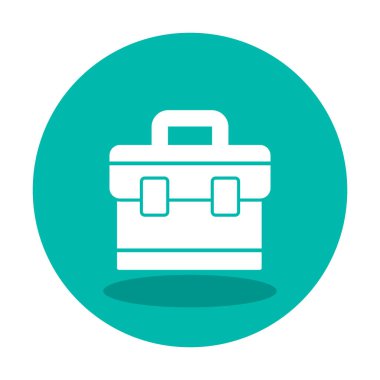 Evrak çantası vektör düz simgesi. İş durumu simgesi, bavul emojisi, vektör illüstrasyonu