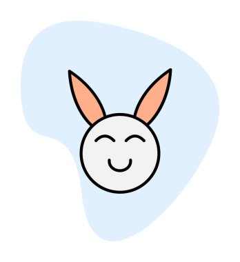 Şirin gülümseyen tavşan ikonu, vektör çizimi 