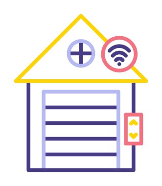 Akıllı Garaj Ağı simgesi, vektör illüstrasyonu 