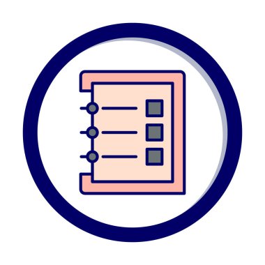 Basit not defteri arayüzü simgesi, vektör illüstrasyonu