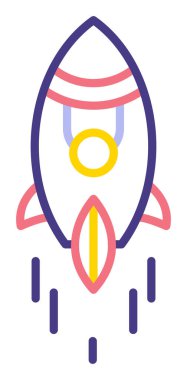 roket düz simgesi, vektör illüstrasyonu