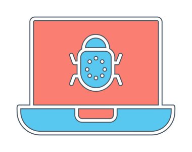 Basit dizüstü bilgisayar hack simgesi, vektör illüstrasyonu