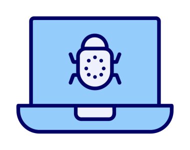 Basit dizüstü bilgisayar hack simgesi, vektör illüstrasyonu