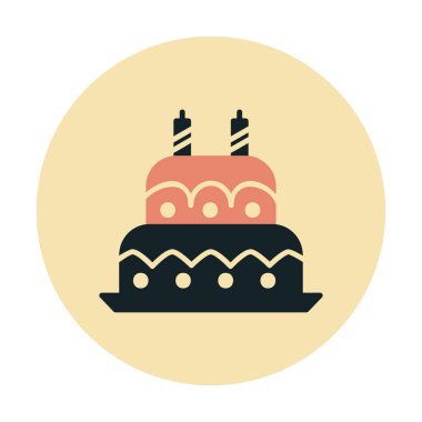 Mumlu doğum günü pastası. Web simgesi vektör illüstrasyonu